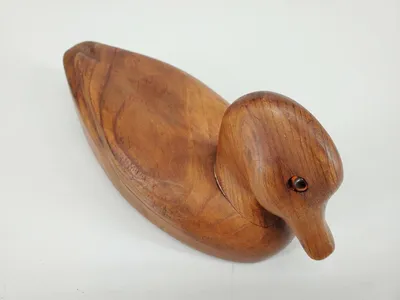 Vintage 1984 Hand Carved Wood Folk Art Duck Decoy Bird Sculpture Art Glass  Eyes | eBay