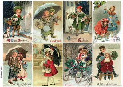 Бирки для новогодних подарков | Винтажные открытки Санта Клаус | Шаблон для  распечатки