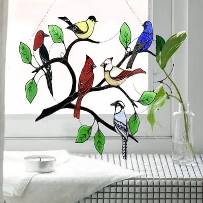 Витражные декоративные подвески в виде птиц | AliExpress