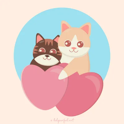 Иллюстрация Влюбленные коты в стиле детский, персонажи |