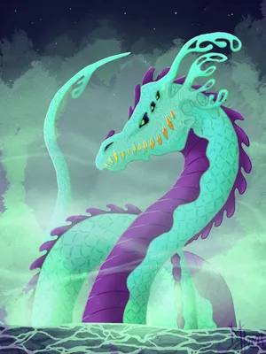 Водный дракон в стиле бориса вальехо и джули белл | Премиум Фото