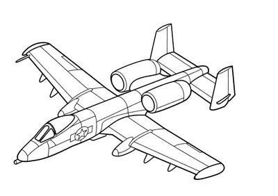 Раскраска Военный самолет - распечатать бесплатно