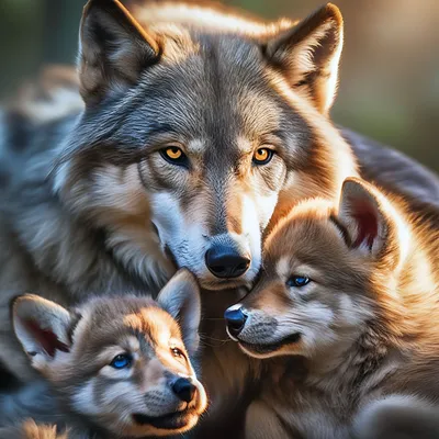Незабываемые фотографии волчиц со своими волчатами | Собачий вестник | Дзен