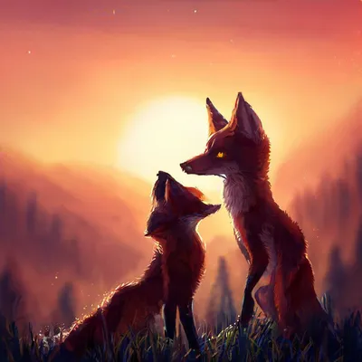 Однажды лиса и волк нашли друг друга и создали семью. Но их счастье было  омрачено нападением охотников» — создано в Шедевруме
