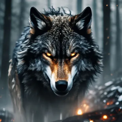 волк мультфильм злой волк с желтыми глазами стикер диких животных -  TenStickers