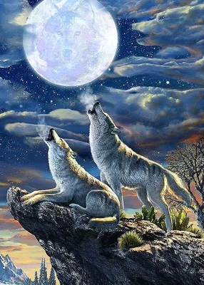Схема вышивки «Волки воют на луну. Эдриан Честерман» (№2406342) - Вышивка  крестом