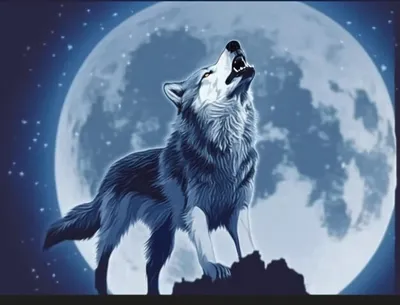 Раскраска Волк воет на луну распечатать - Волки