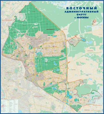 ВАО на карте Москвы, восточный административный округ районы карты,список -  2023