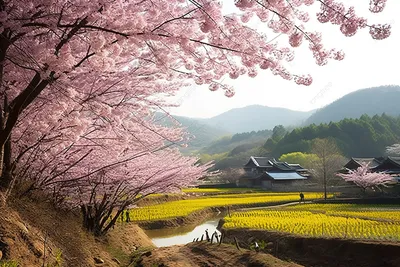 Картинка Весна Природа Одуванчики траве Цветущие деревья Времена