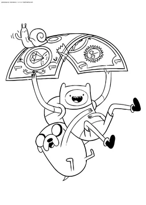 Раскраска Финнн и Джейк | Раскраски Время приключений (Adventure Time free  colouring pages)