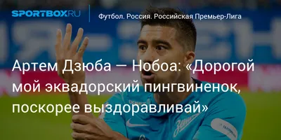 Артем Дзюба — Нобоа: «Дорогой мой эквадорский пингвиненок, поскорее  выздоравливай»