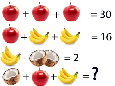 Математическая головоломка — чтобы решить задачу с фруктами, придется  хорошо подумать