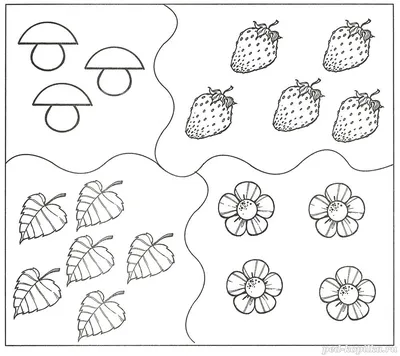 Задание по математике для детей 4-5 лет. Сосчитай, по сколько разных  предметов