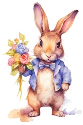 Bunny with flowers. Зайчик с цветами. PNG. в 2023 г | Самые милые животные,  Цветы, Обои