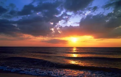 Фотографии Море Солнце Природа Волны рассвет и закат