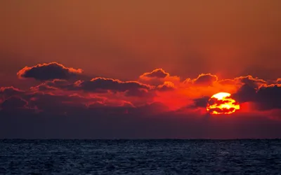 Обои море, солнце, закат, красный, горизонт картинки на рабочий стол,  раздел природа - скачать