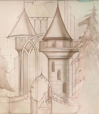 Замок в романском стиле рисунок карандашом - 87 фото