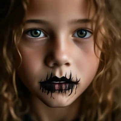 Рот девушки зашитый чёрными нитками…» — создано в Шедевруме