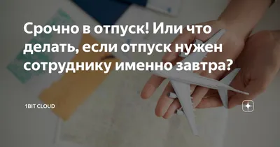 Срочно в отпуск! Или что делать, если отпуск нужен сотруднику именно завтра?  | 1Bit Cloud | Дзен