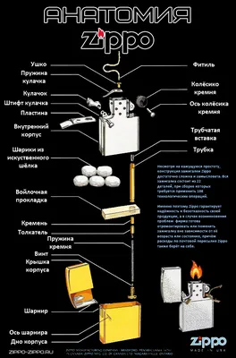 Устройство зажигалки Zippo – уроки анатомии| Зажигалки  Zippo(Зиппо). Зажигалку Зиппо(Zippo) купить.