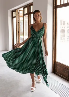 Зеленое платье на запах с воланами 70537 за 465 грн: купить из коллекции  Marvelous - 