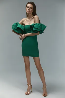 Повседневное зеленое платье в горошек - 60916/3 - цена, фото, описания,  отзывы покупателей | 