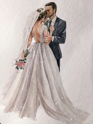 Картинки жениха и невесты рисованные