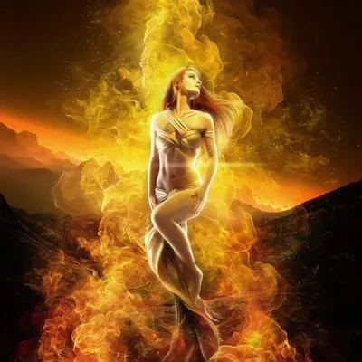 Реальное фото красивая женщина огонь…» — создано в Шедевруме