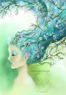 Картина «Девушка-Весна в цветущем саду»