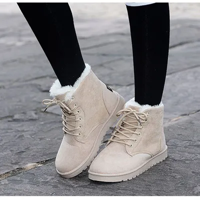 HOHO FAIR Ботильоны, женская зимняя обувь, сохраняющие тепло, нескользящие  черные зимние ботинки, женские белые ботинки большого размера на шнуровке –  лучшие товары в онлайн-магазине Джум Гик