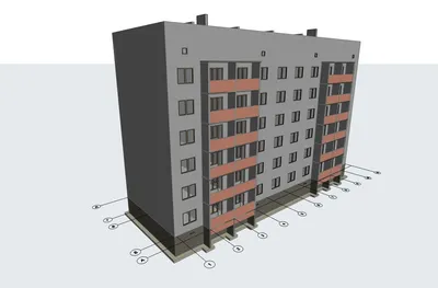 Многоэтажный жилой дом 6эт. - 3D-модель здания Archicad