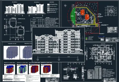 5-7 этажные монолитные жилые дома г. Новоуральск - Чертежи, 3D Модели,  Проекты, Многоэтажные жилые дома