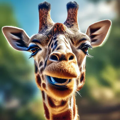 Криповый смешной жираф, улыбается, …» — создано в Шедевруме