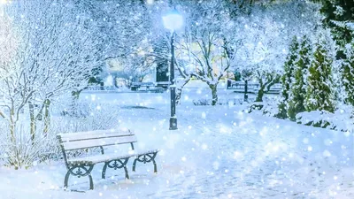 Зима, падает снег, снежный лес в …» — создано в Шедевруме
