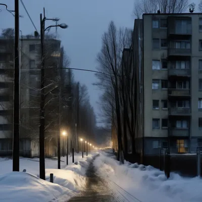 Фотографии Москва Россия Зима снегу в ночи Уличные фонари Здания