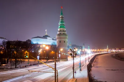 Фотографии зимней Москвы ночью - Россия