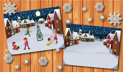 Иллюстрация Зимние игры в стиле декоративный, детский, книжная