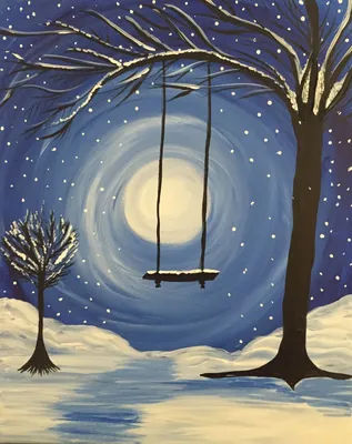 Как нарисовать зимний пейзаж поэтапно | Лучшие уроки от Художник Онлайн