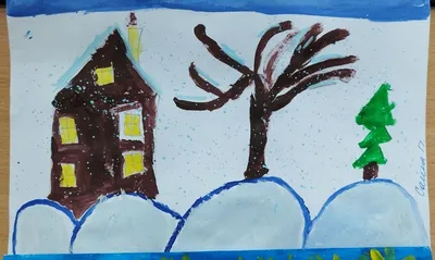 Уроки ИЗО во 2 классе. Зимний пейзаж рисуем губкой — Творим вместе с детьми