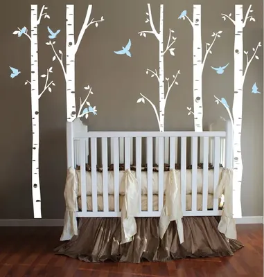 Зимние красивые детские наклейки на стену для детской комнаты с рисунком  дерева, домашняя гостиная, милый Декор, виниловые наклейки с птицами |  AliExpress