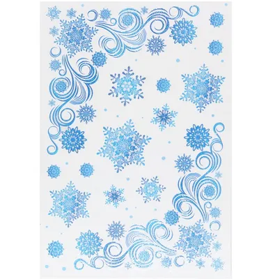 Набор новогодних наклеек «Зимние узоры» снежинки (глиттер, 16,7 х 24,6 см),  цена — 0 р., купить в интернет-магазине