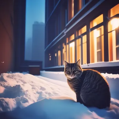 Прикольная анимация с падающими снежинками, спящим котом и девушкой с  чашкой чая в уютный зимний вечер. | Доброе утро, Открытки, Спящий кот