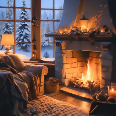 Уютный зимний вечер у камина» — создано в Шедевруме