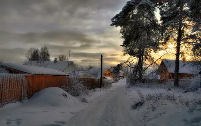 Фото Зимний вечер в городе Озеры