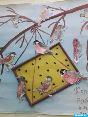 Фотоотчет о выставке по аппликации «Зимующие птицы на кормушке» (2 фото).  Воспитателям детских садов, школьным учителям и педагогам - Маам.ру