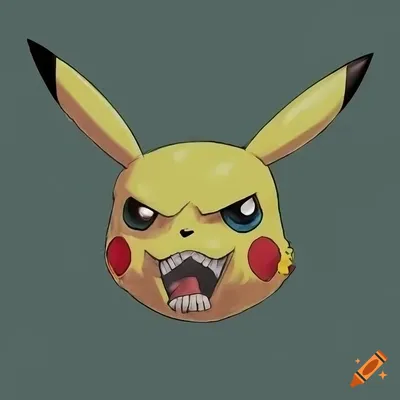 Artistic depiction of an angry pikachu on black background on Craiyon