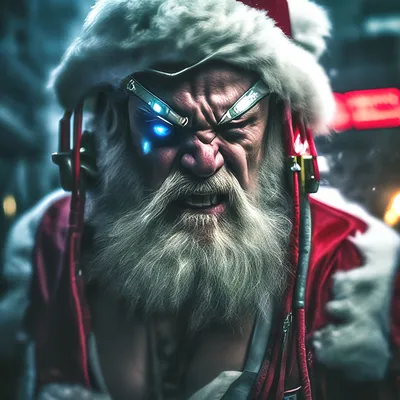 Злой Санта Клаус, гипердетализация, …» — создано в Шедевруме