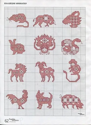 Схема вышивки крестом Гороскоп: знаки Зодиака по восточному календарю (Знаки  зодиака) | Вышивка счетным крестом, Крой и шитье, Стежки для вышивки