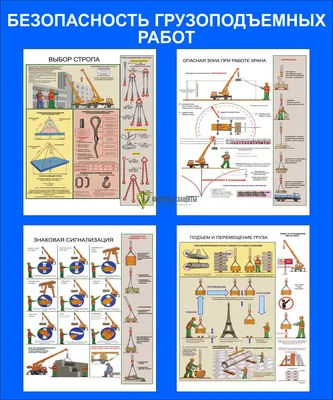 Безопасность грузоподъемных работ - комплект из 5 плакатов