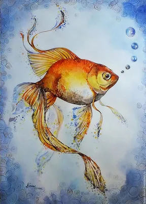 Рисунок ЗОЛОТАЯ РЫБКА 🐠 Как нарисовать золотую рыбку? Урок рисования -  YouTube